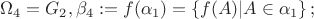 $$\Omega_4 =G_2 ,  \beta_4 := f  (\alpha_1)= \left\{ f (A) | A\in \alpha_1   \right\}  ; $$