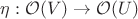 $\eta : \mathcal O (V)\rightarrow\mathcal O (U)$