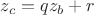 $z_c = q z_b + r$