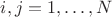 $i,j=1,\ldots, N$