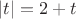 $|t|=2+t$