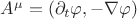 ${A^&micro;}={({\partial_t \varphi},-\nabla \varphi)}$