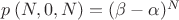 $p\left(N,0,N\right)=(\beta-\alpha)^N$