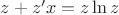 $z + z'x = z\ln{z}$