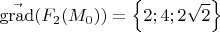 $$\vec{\operatorname{grad}}(F_{2}(M_{0} )) = \left \{ 2;4;2  \sqrt{2} \right \}$$