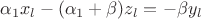 $\alpha_1 x_l-(\alpha_1+\beta) z_l=-\beta y_l$