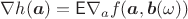 $\nabla h(\boldsymbol{a}) = \mathsf{E} \nabla_a f(\boldsymbol{a}, \boldsymbol{b}(\omega))$