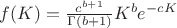 $f(K)=\frac{c^{b+1}}{\Gamma(b+1)} K^b e^{-c K}$