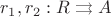$r_1,r_2:R\rightrightarrows A$