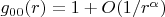 $g_{00}(r)=1+O(1/r^\alpha)$