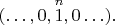$(\ldots,0,\overset{n}{1},0\ldots).$