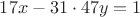 $17x-31\cdot 47y=1$