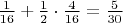 $\frac{1}{16}+\frac{1}{2}\cdot\frac{4}{16}=\frac{5}{30}$