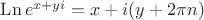 $\mathop{\mathrm{Ln}}e^{x+yi}=x+i(y+2\pi n)$