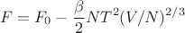 $$F=F_0 - \frac{\beta}{2}NT^2(V/N)^{2/3}$$