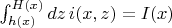 $\int_{h(x)}^{H(x)}dz\,i(x,z)=I(x)$