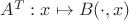 $A^T : x \mapsto B(\cdot, x)$