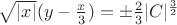 $\sqrt{|x|}(y-\frac x3)=\pm\frac 23|C|^{\frac 32}$