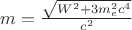 $m = \frac {\sqrt{W^2 + 3m_e^2c^4}}{c^2}$