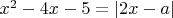 ${x^2} - 4x - 5 = \left| {2x - a} \right|$