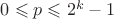$0\leqslant p \leqslant {2^k-1}$