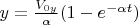$y = \frac{V_{0y}}{\alpha}(1 - e^{-\alpha t} )$