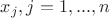 $x_j, j=1,...,n$