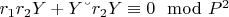 $r_1r_2Y + Y &ndash;r_2Y\equiv0\mod P^2$