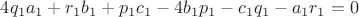 $4q_1a_1+r_1b_1+p_1c_1-4b_1p_1-c_1q_1-a_1r_1=0 $