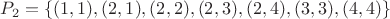 $P_2=\{(1,1),(2,1),(2,2),(2,3),(2,4),(3,3),(4,4)\}$