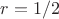 $r=1/2$