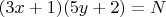 $(3x+1)(5y+2)=N$
