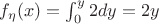 $f_{\eta}(x) = \int_0^y 2 dy = 2y$