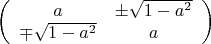 $$ \left( \begin{array}{ccc} a & \pm \sqrt{1-a^2} \\ \mp \sqrt{1-a^2} & a \end{array} \right) $$
