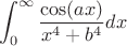$$\int_{0}^{\infty} \frac{\cos(ax)}{x^4+b^4} dx$$