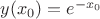 $y(x_0)=e^{-x_0}$ $y(x_0)=e^{-x_0}$