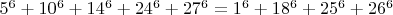 $5^6+10^6+14^6+24^6+27^6=1^6+18^6+25^6+26^6$
