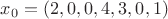 $\[{x_0} = (2,0,0,4,3,0,1)\]$