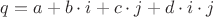$q=a+b \cdot i + c \cdot j + d \cdot i \cdot j $
