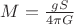 $M = \frac{g S}{4 \pi G}$
