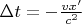 $\Delta t=-\tfrac{vx'}{c^2}$