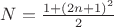 $N=\frac{1+(2n+1)^2}2$