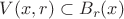 $V(x,r)\subset B_r(x)$