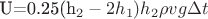 U=0.25(h_2-2h_1)h_2\rho vg\Delta t