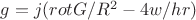 $g=j({rotG}/R^2-4w/h r)$