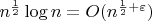 $n^{\frac12} \log n = O(n^{\frac12 + \varepsilon})$
