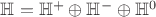 $\mathbb{H} = \mathbb{H}^{+} \oplus \mathbb{H}^{-} \oplus \mathbb{H}^{0}$