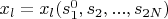 $x_l=x_l(s_1^0,s_2,...,s_{2N})$