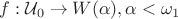 $f: \mathcal{U}_0\to W(\alpha),\alpha <\omega_1$
