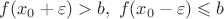 $f(x_0+\varepsilon)>b,\ f(x_0-\varepsilon)\leqslant b$